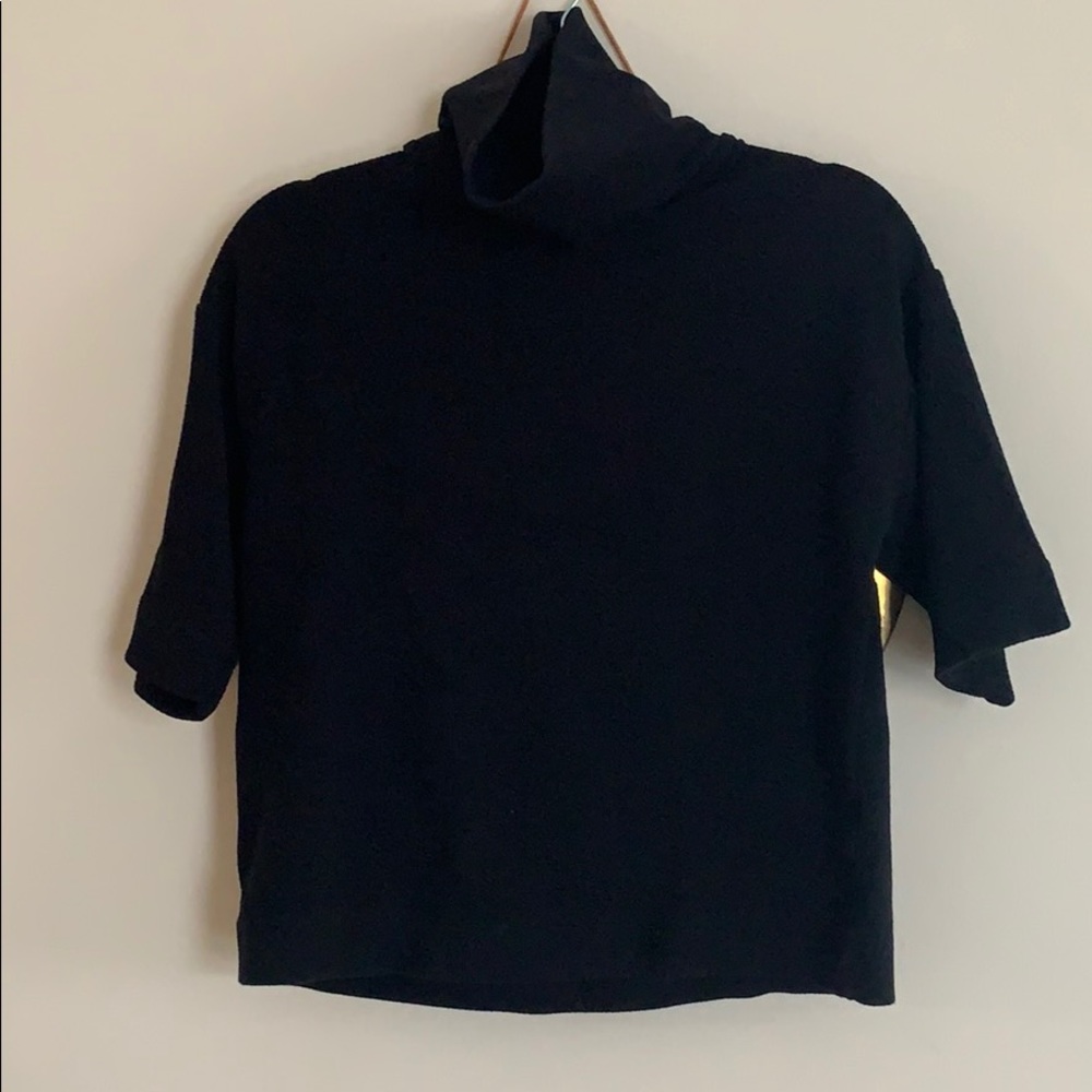 J crew 365 black high neck blouse xs short sleeve